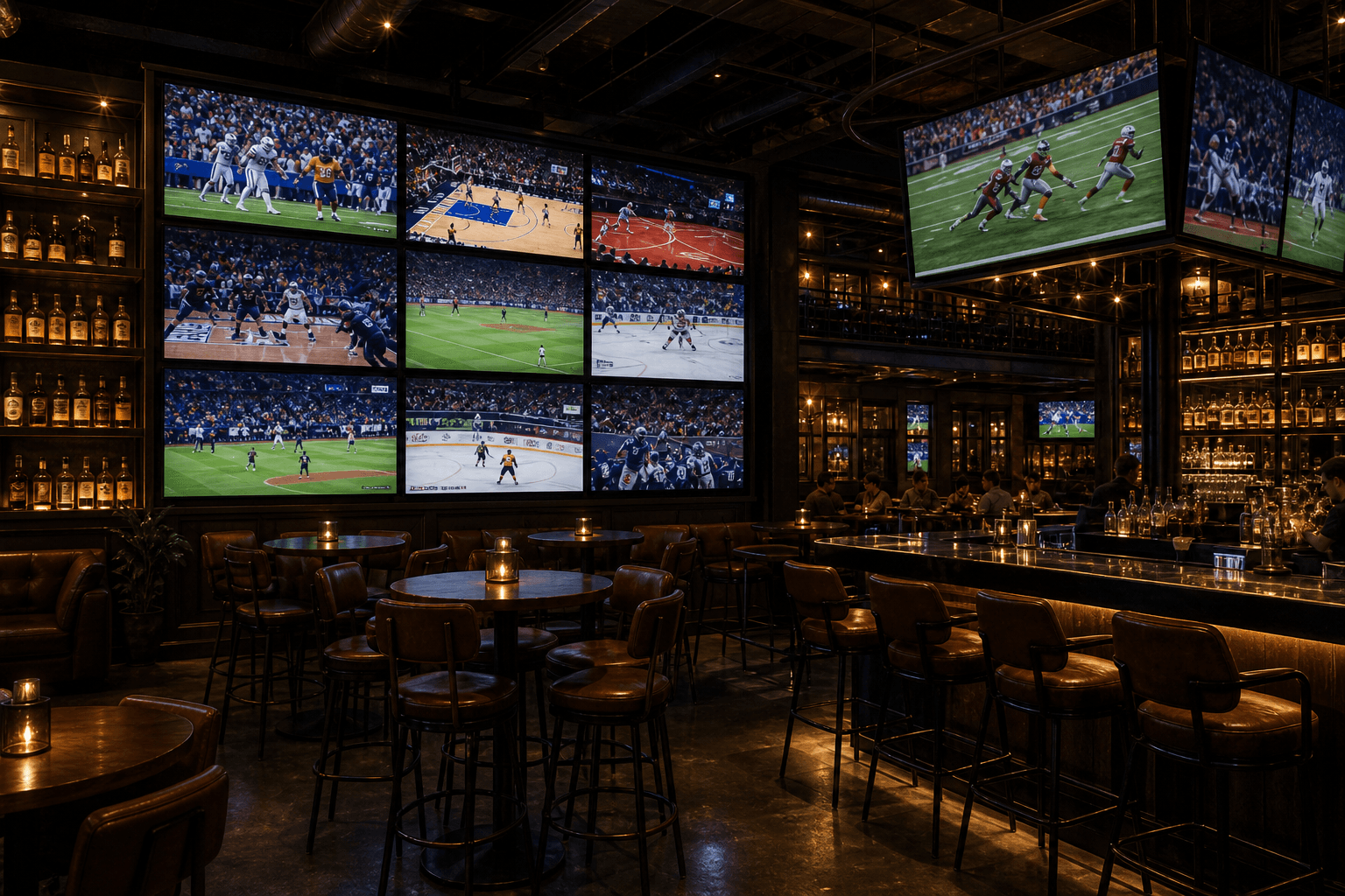 Sports lounge TV wall