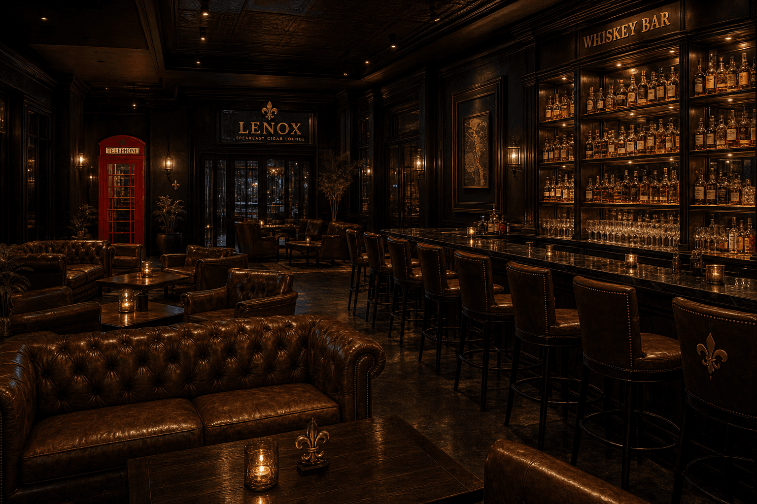 Whiskey bar · leather lounge